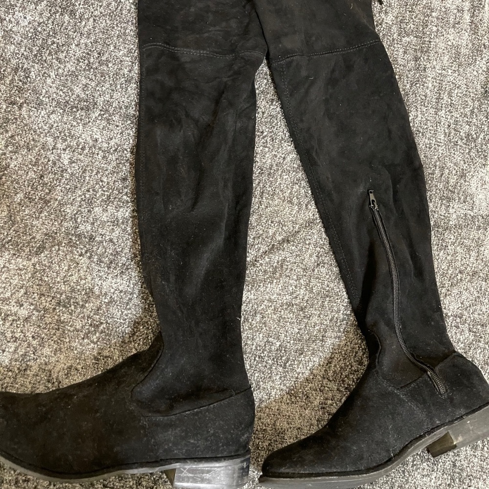Suede black over the knee boots